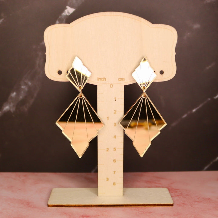 Art Deco Gold Drop Earrings - Fire Inside Me - 