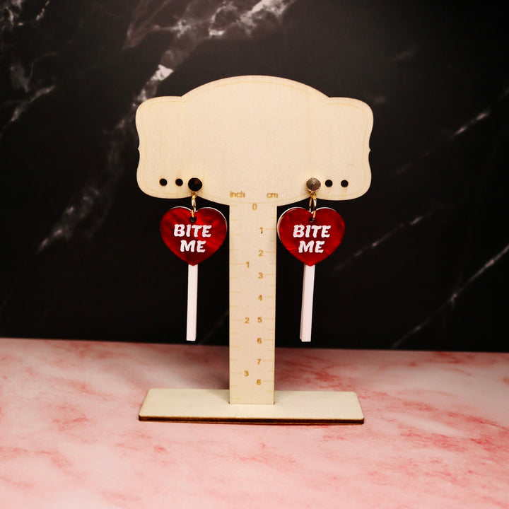 Bite Me Heart Lollipop Earrings - Fire Inside Me - 