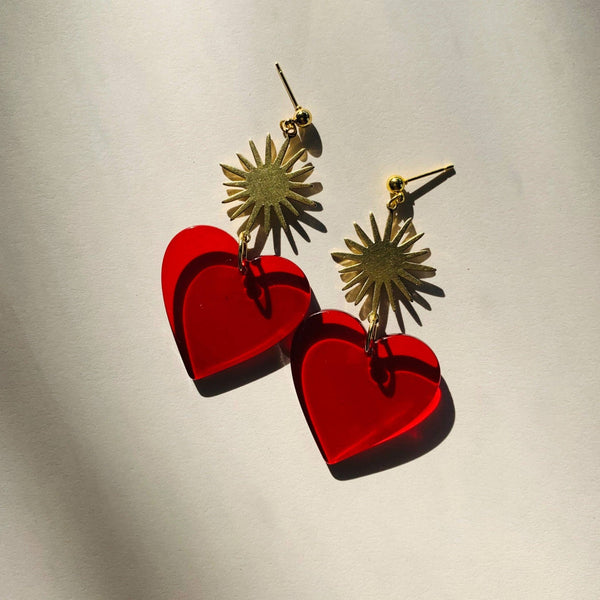 Corazon Heart Earrings - Fire Inside Me - 