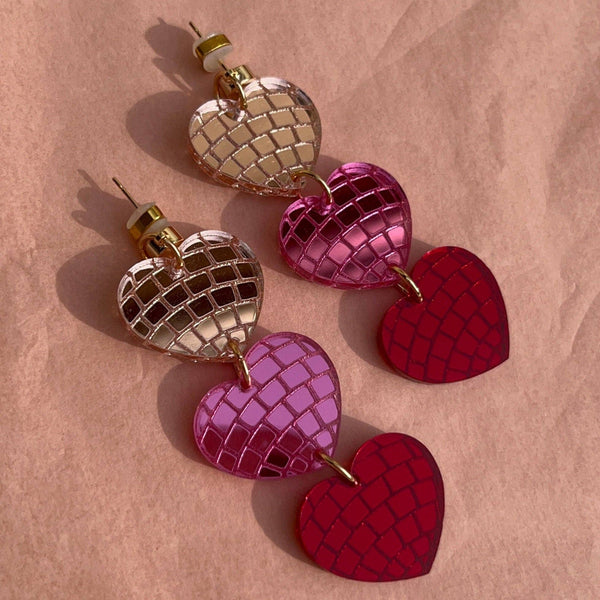 Disco Heart Earrings - Fire Inside Me - 