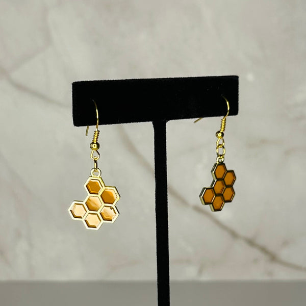 Gold Honeycomb Earrings - Fire Inside Me - 