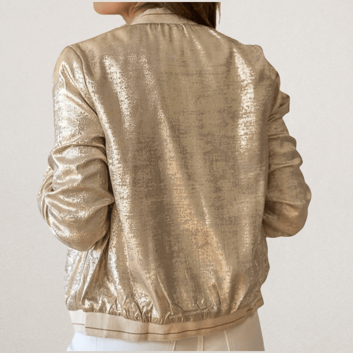 Gold Metallic Bomber Jacket - Fire Inside Me - 