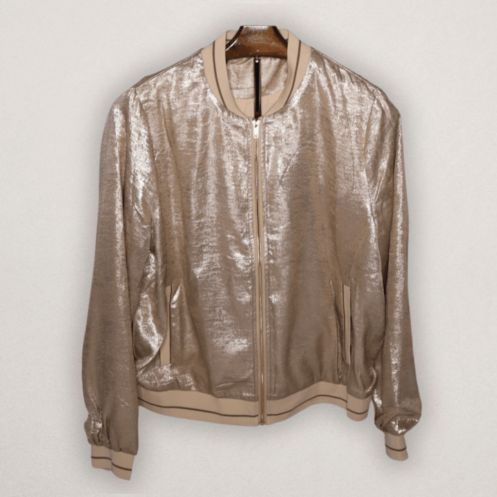 Gold Metallic Bomber Jacket - Fire Inside Me - 