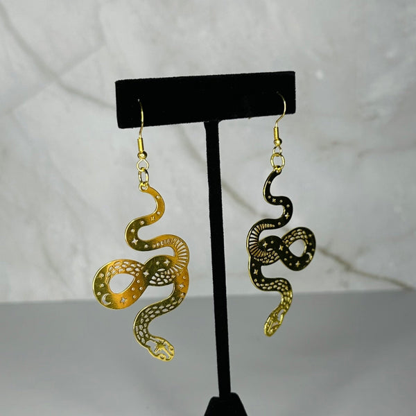 Gold Snake Earrings - Fire Inside Me - 