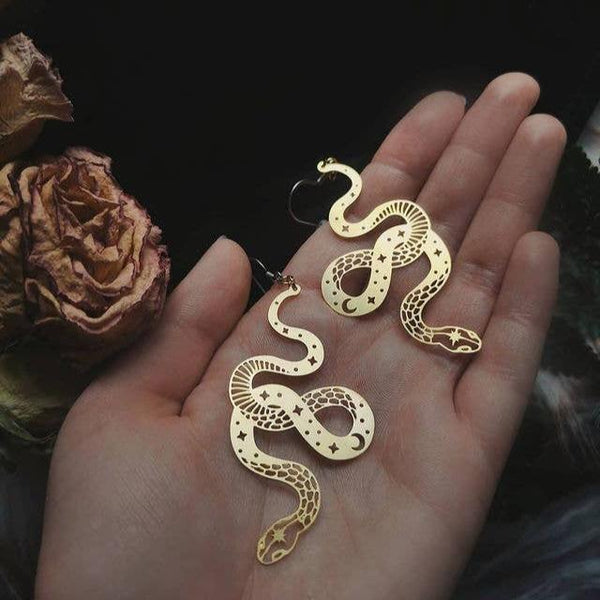 Gold Snake Earrings - Fire Inside Me - 