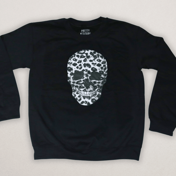 Leopard Print Skull Sweatshirt - Fire Inside Me - 