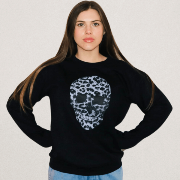 Leopard Print Skull Sweatshirt - Fire Inside Me - 