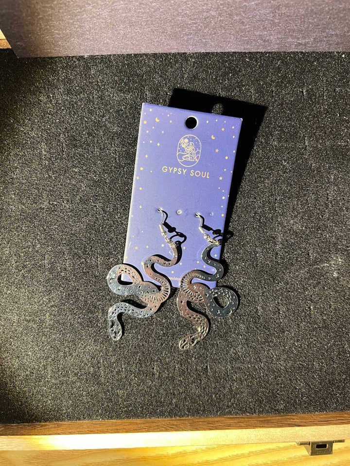 Silver Snake Earrings - Fire Inside Me - 