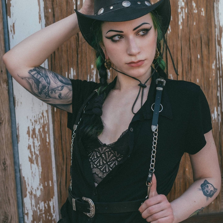 The ‘Sharpshooter’ Western Goth Chain Harness - Fire Inside Me - 