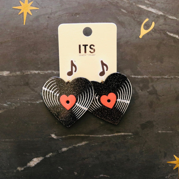 Vinyl Record Music Lover Earrings - Fire Inside Me - 