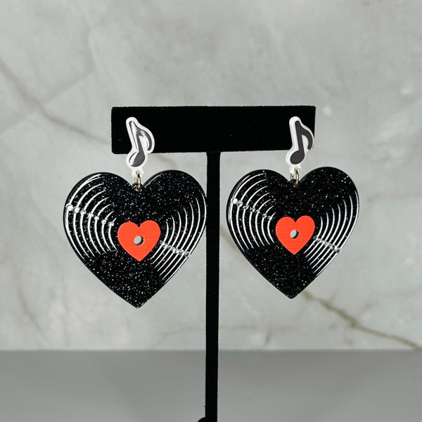 Vinyl Record Music Lover Earrings - Fire Inside Me - 